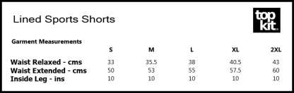 Fencing shorts sizes